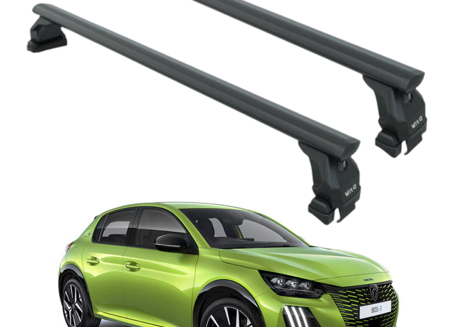 For Peugeot 208 2019-2025 Roof Rack System, Aluminium Cross Bar, Normal Roof, Black