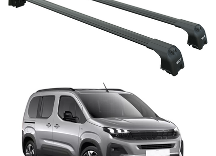 For Peugeot Rifter 2023-2025 Roof Rack System, Aluminum Cross Bar, Flush Rail, Black