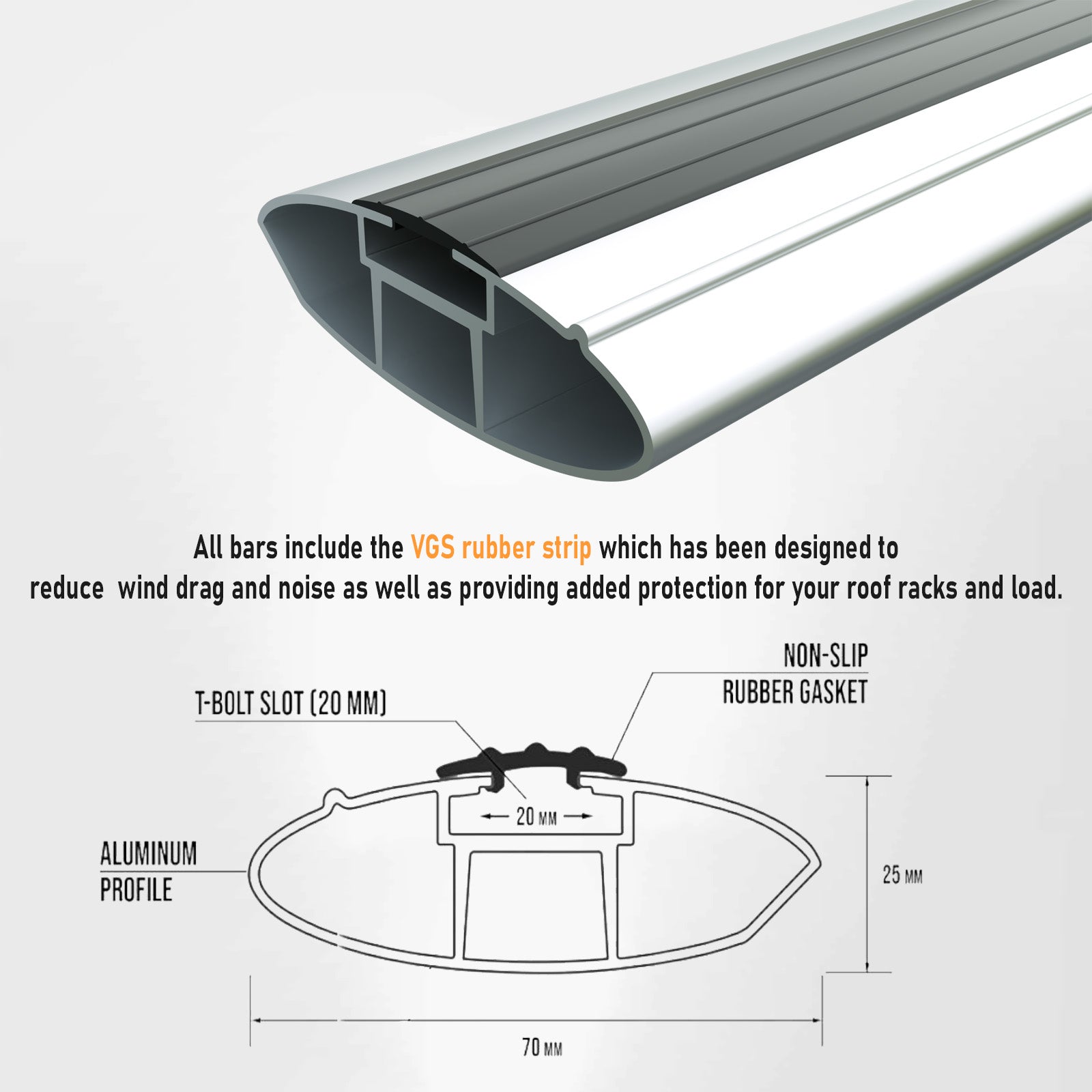 For Toyota Sequoia Roof Rack System, Aluminium Cross Bar, Raised Rail, Silver 2008-2022