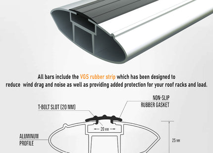 Jeep Compass Roof Rack-Crossbars Fits to for Flush Roof Rails Silver Color