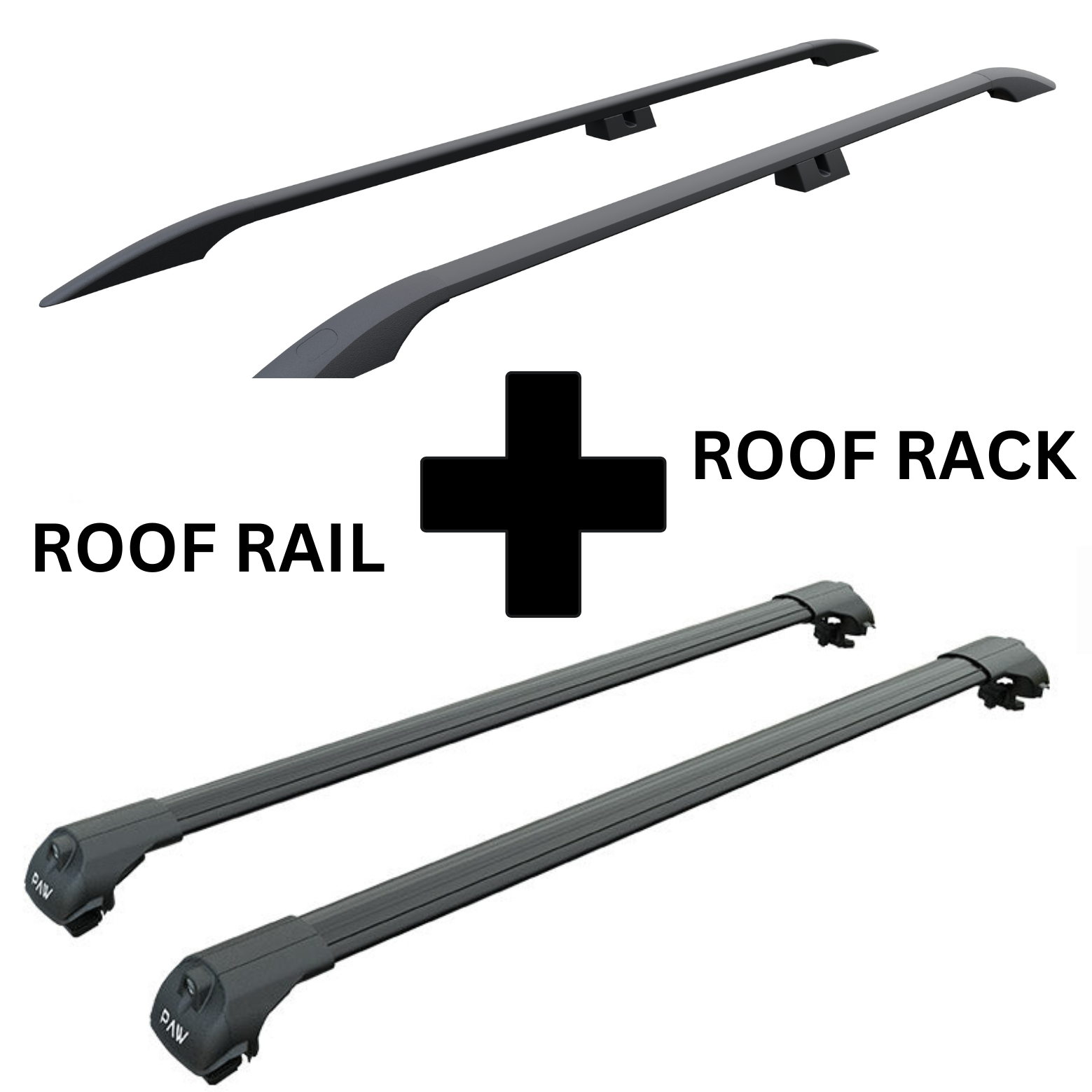 For Volkswagen Amarok 2010-2021 Roof Side Rails and Roof Rack Cross Bar Alu Black