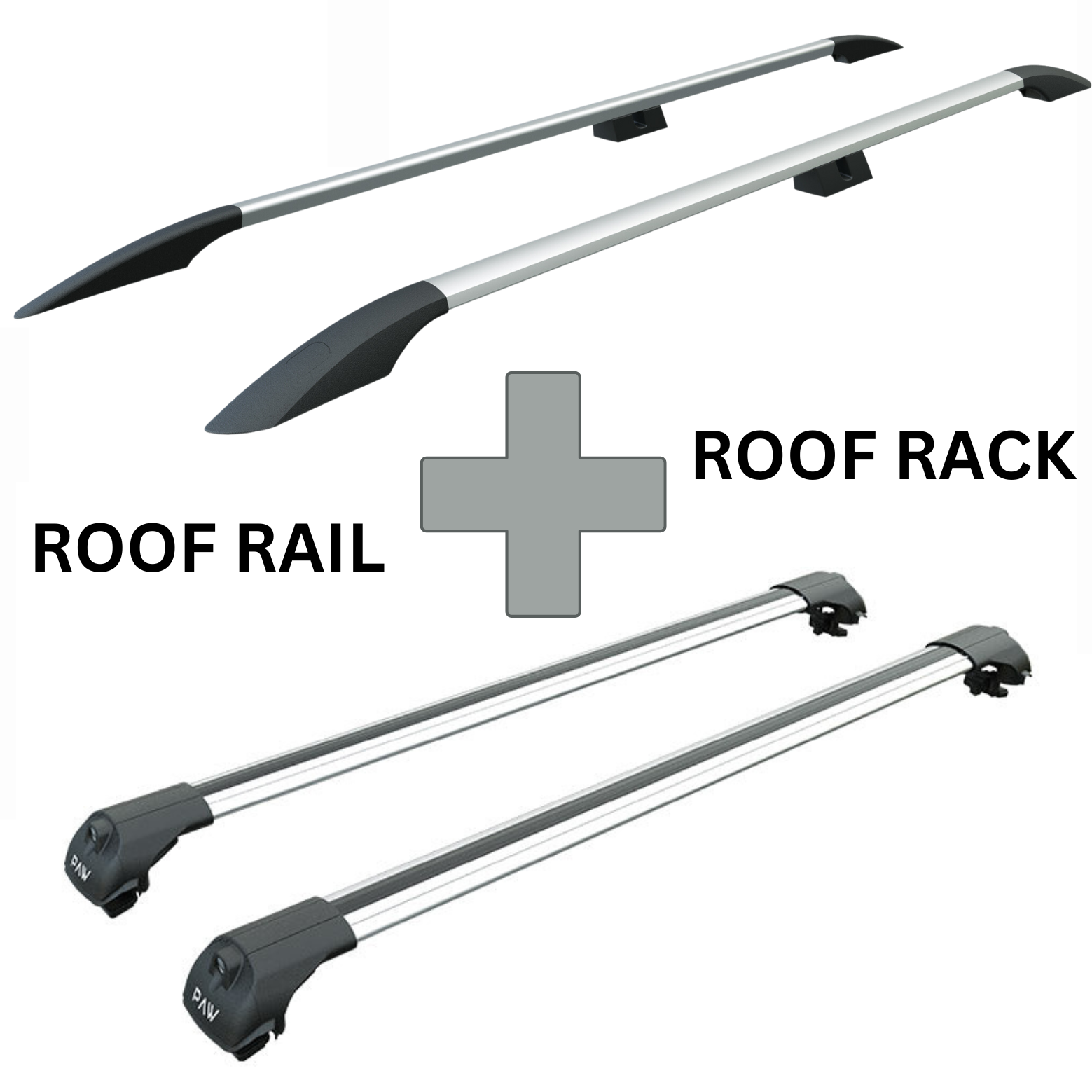 For Volkswagen Amarok 2010-2021 Roof Side Rails and Roof Rack Cross Bar Alu Silver