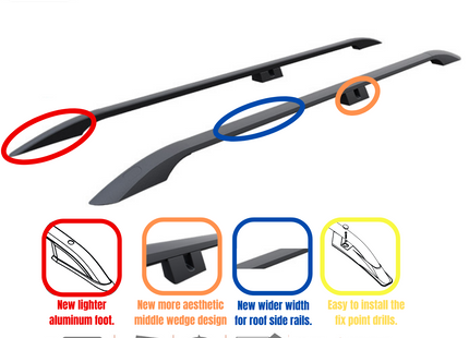 For Toyota Rav 4 Roof Side Rails Ultimate Style Alu Black 2013-2019