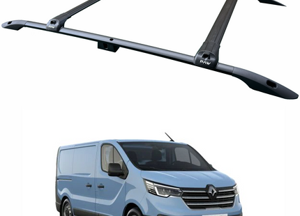 For Renault Trafic X82 SWB 2014-2025 2Pcs Roof Rack + 2Pcs Cross Bars Aluminum Black