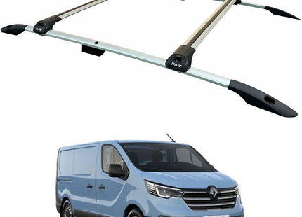 For Renault Trafic X82 SWB 2014-2025 2Pcs Roof Rack + 2Pcs Cross Bars Aluminum Silver