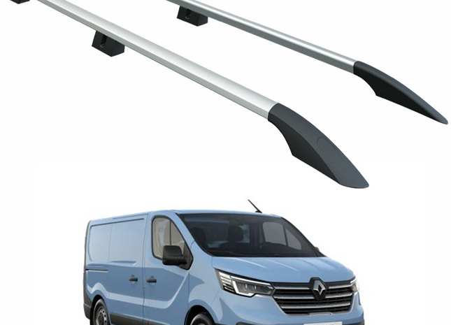 For Renault Trafic X82 LWB (2014-2025) Roof Side Rails – Plus Model, Aluminum Silver