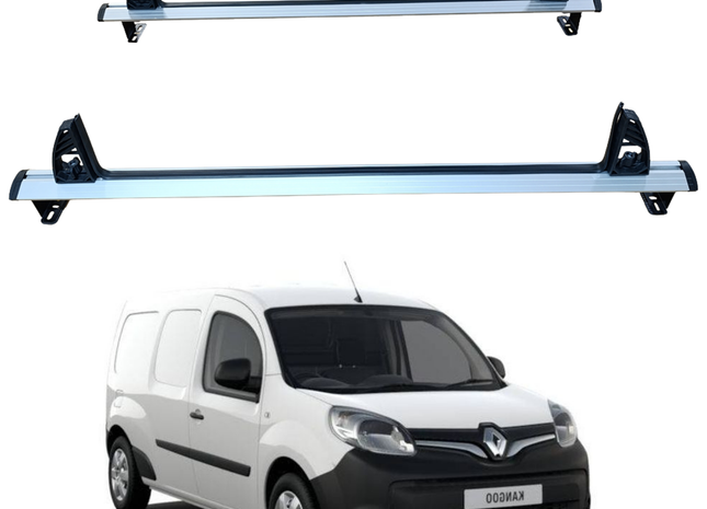 Renault Kangoo 2 (2009-2021) Ladder Roof Rack System Carrier Cross Bars Aluminum Silver