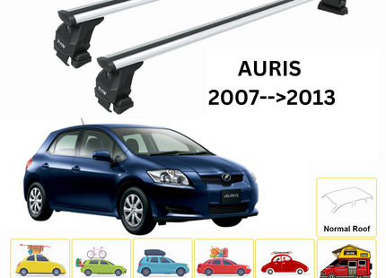For Toyota Auris 2007-13 Roof Rack Cross Bars Normal Roof Alu Silver