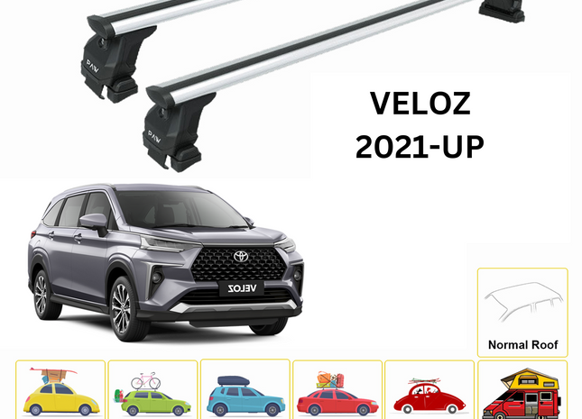 For Toyota Veloz 2021-Up Roof Rack Cross Bars Normal Roof Alu Silver