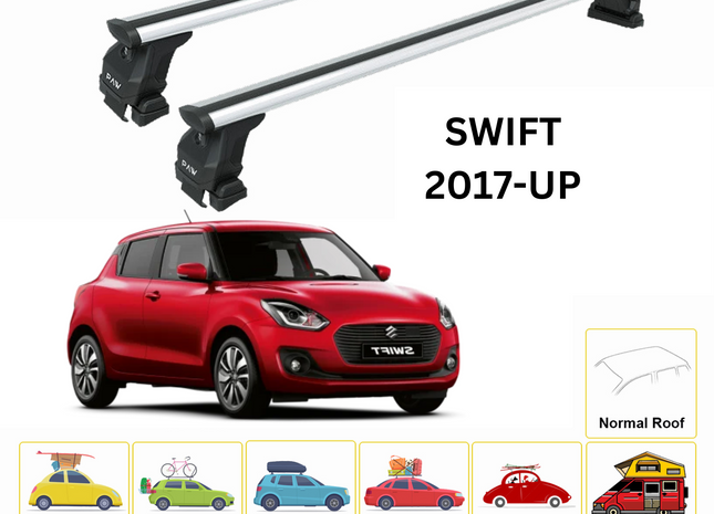 For Suzuki Swift 2017-Up Roof Rack Cross Bars Metal Bracket Normal Roof Alu Silver