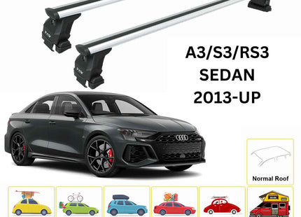 For Audi A3 Sedan Roof Rack Cross Bars Normal Roof Alu Silver 2013-Up