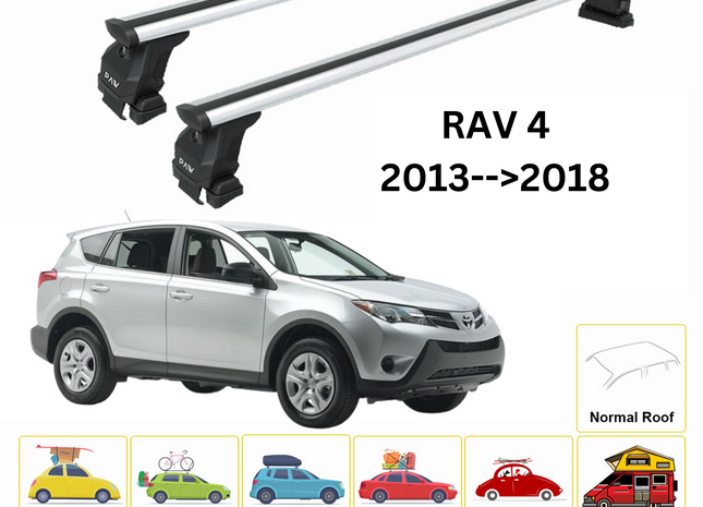 For Toyota Rav 4 2013-18 Roof Rack Cross Bars Normal Roof Alu Silver