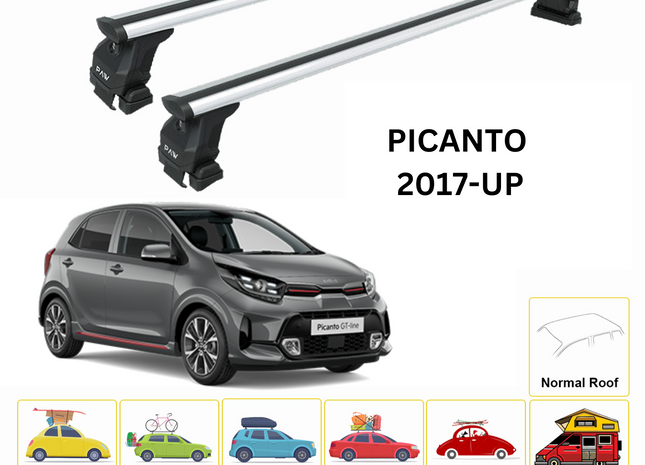 For Kia Picanto 2004-11 Roof Rack Cross Bars Normal Roof Alu Silver