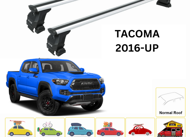 For Toyota Tacoma 2016-Up Roof Rack Cross Bars Normal Roof Alu Silver
