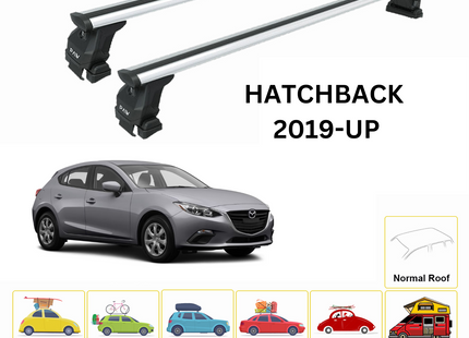 For Mazda 3 Hatchback 2019-Up Roof Rack Cross Bars Normal Roof Alu Silver
