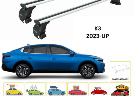 For Kia K3 2023-Up Roof Rack Cross Bars Normal Roof Alu Silver