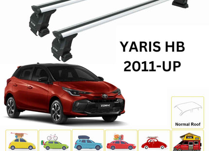 For Toyota Yaris HB 2011-Up Roof Rack Cross Bars Normal Roof Alu Silver