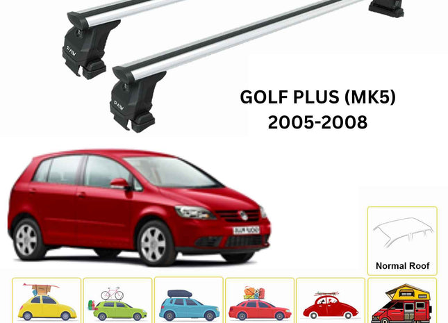 For Volkswagen Golf Plus (MK5) 2008-13 Roof Rack Cross Bar Normal Roof Alu Silver