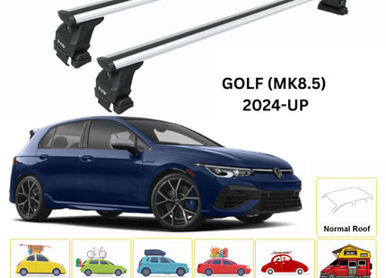 For Volkswagen Golf 5D (MK8.5) 2024-Up Roof Rack Cross Bar Normal Roof Alu Silver