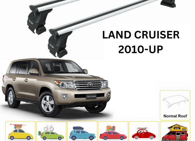 For Toyota Land Cruiser 2010- Up Roof Rack Cross Bars Normal Roof Alu Silver