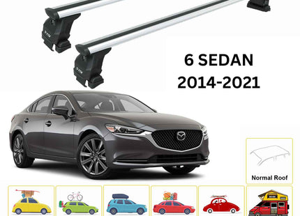 For Mazda 6 Sedan 2014-Up Roof Rack Cross Bars Normal Roof Alu Silver