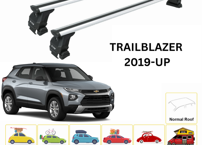 For Chevrolet Trailblazer Roof Rack Cross Bars Metal Bracket Normal Roof Alu 2019- Up Silver