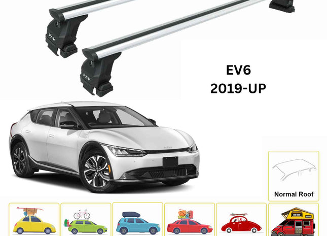 For Kia EV6 2019-Up Roof Rack Cross Bars Normal Roof Alu Silver