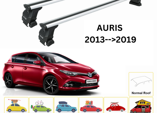 For Toyota Auris Roof Rack Cross Bars Normal Roof Alu Silver 2013-19 (Glass roof)