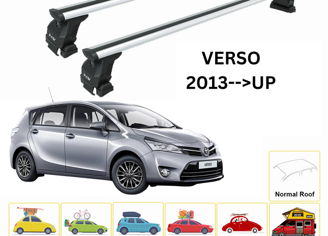 For Toyota Verso 2013-Up Roof Rack Cross Bars Normal Roof Alu Silver