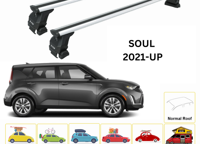 For Kia Soul 2021-Up Roof Rack Cross Bars Normal Roof Alu Silver