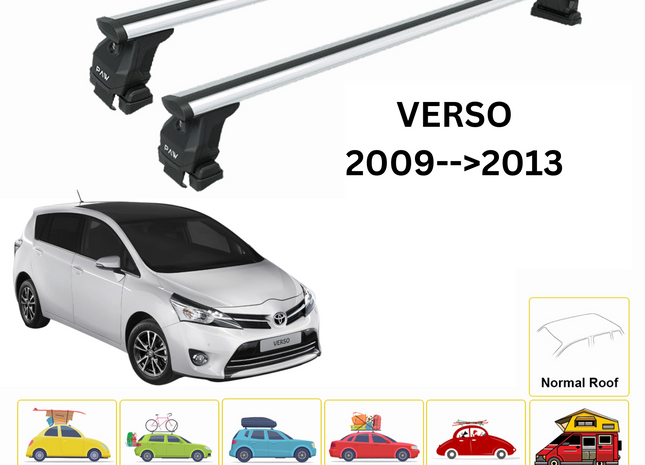 For Toyota Verso 2009-13 Roof Rack Cross Bars Normal Roof Alu Silver