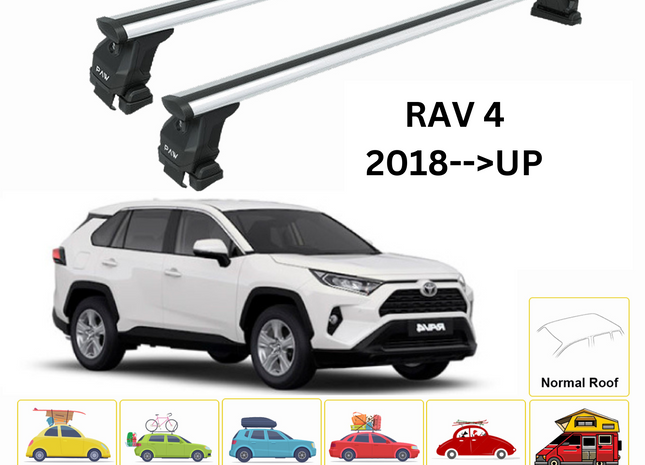 For Toyota Rav 4 2018-Up Roof Rack Cross Bars Normal Roof Alu Silver