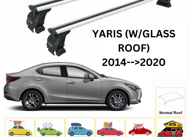 For Toyota Yaris Sedan 2014-20 Roof Rack Cross Bars Normal Roof Alu Silver