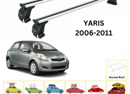 For Toyota Yaris HB Roof Rack Cross Bars Normal Roof Alu 2006-2011 Silver
