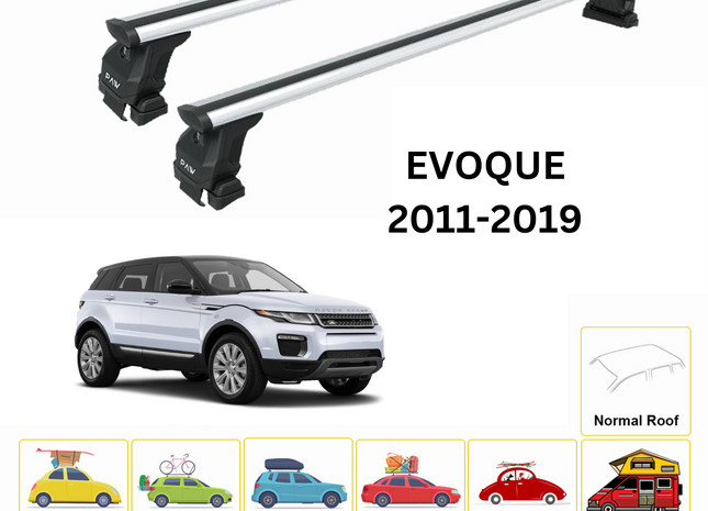 For Land Rover Evoque L538 Roof Rack Cross Bars Normal Roof Alu 2011-19 Silver