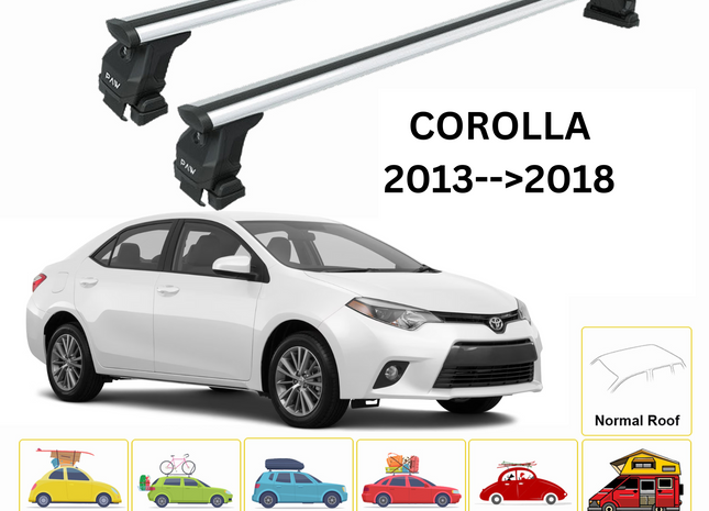 For Toyota Corolla Sedan 2013-2018 Roof Rack Cross Bars Normal Roof Silver