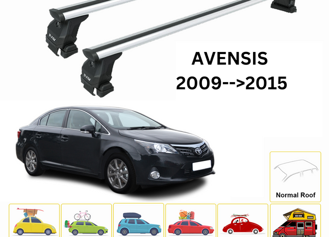 For Toyota Avensis 2009-15 Roof Rack Cross Bars Normal Roof Alu Silver