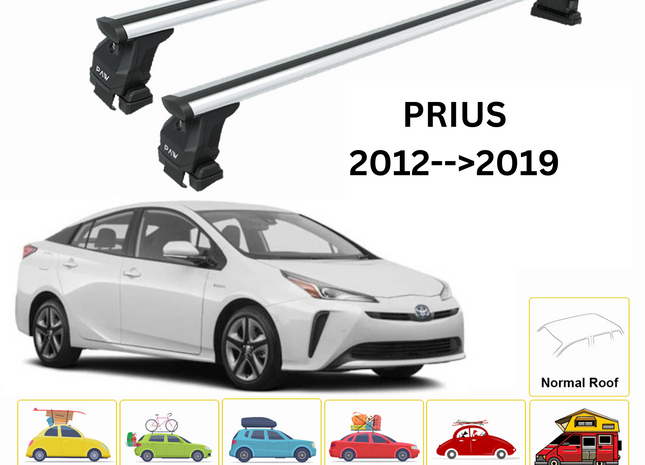 For Toyota Prius 2012-2019 Roof Rack Cross Bars Normal Roof Alu Silver