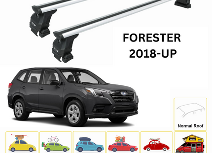 For Subaru Forester Premium 2018-Up Roof Rack Cross Bars Normal Roof Alu Silver