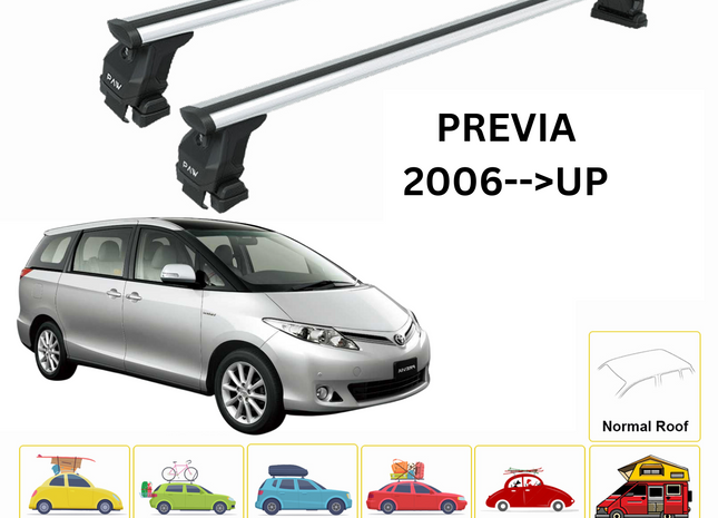 For Toyota Previa 2006-Up Roof Rack Cross Bars Normal Roof Alu Silver
