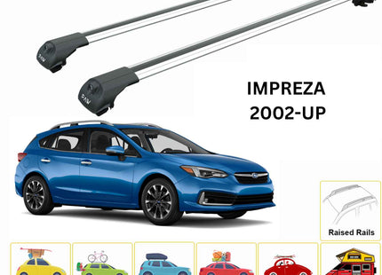 For Subaru Impreza 2002-UP Roof Rack Cross Bar Metal Bracket Raised Rail Alu Silver