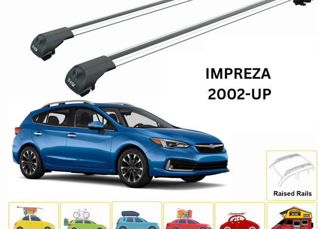 For Subaru Impreza 2002-UP Roof Rack Cross Bar Metal Bracket Raised Rail Alu Silver