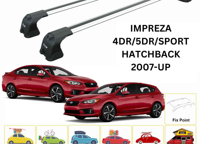 For Subaru Impreza 2007-UP Roof Rack Cross Bar Metal Bracket Fix Point Alu Silver