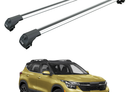 For Kia Seltos X Line 2021-Up Roof Rack Cross Bars Raised Rail Alu Silver