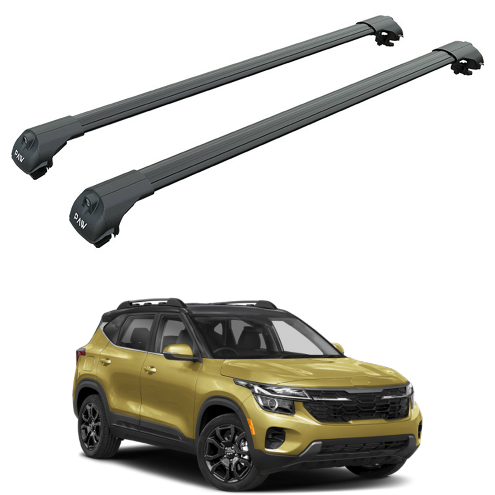 For Kia Seltos X Line 2021-Up Roof Rack Cross Bars Raised Rail Alu Black