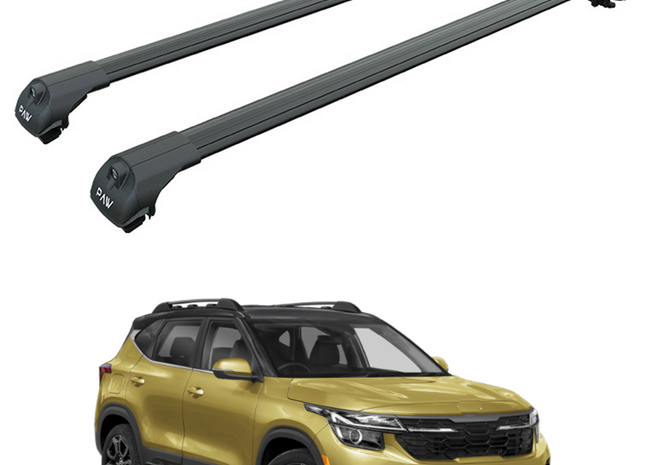 For Kia Seltos X Line 2021-Up Roof Rack Cross Bars Raised Rail Alu Black