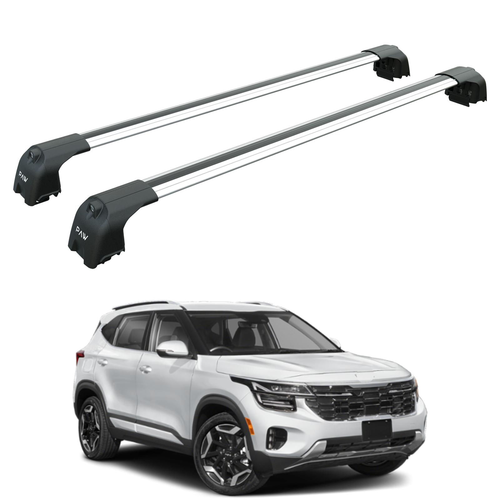 For Kia Seltos Roof Rack Cross Bars Flush Rail Alu Silver