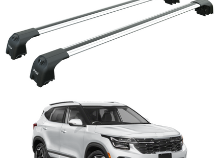 For Kia Seltos Roof Rack Cross Bars Flush Rail Alu Silver