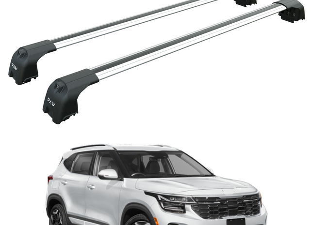 For Kia Seltos Roof Rack Cross Bars Flush Rail Alu Silver