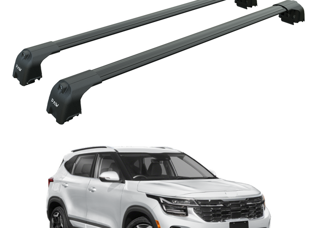 For Kia Seltos Roof Rack Cross Bars Flush Rail Alu Black